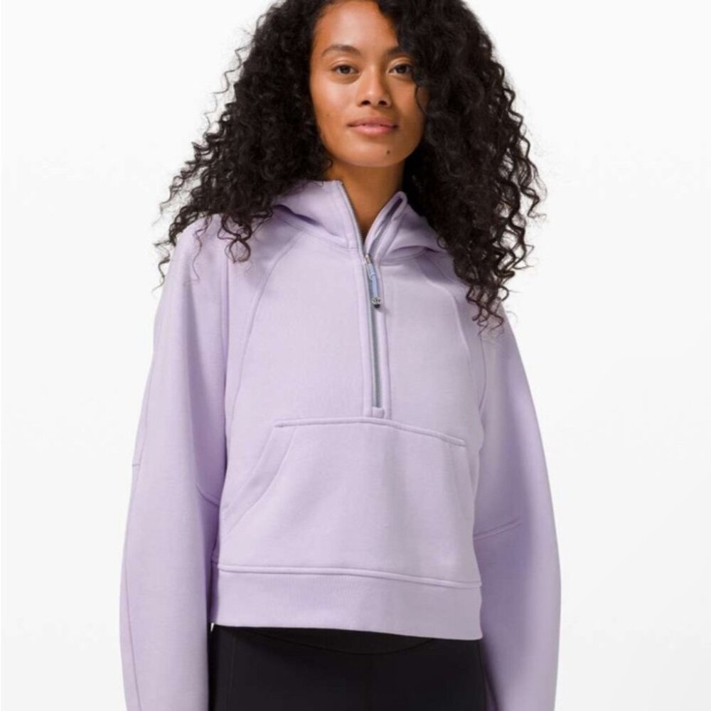 RARE NWT Lululemon Lavender Dew oversized scuba half zip hooded pullover XS/S